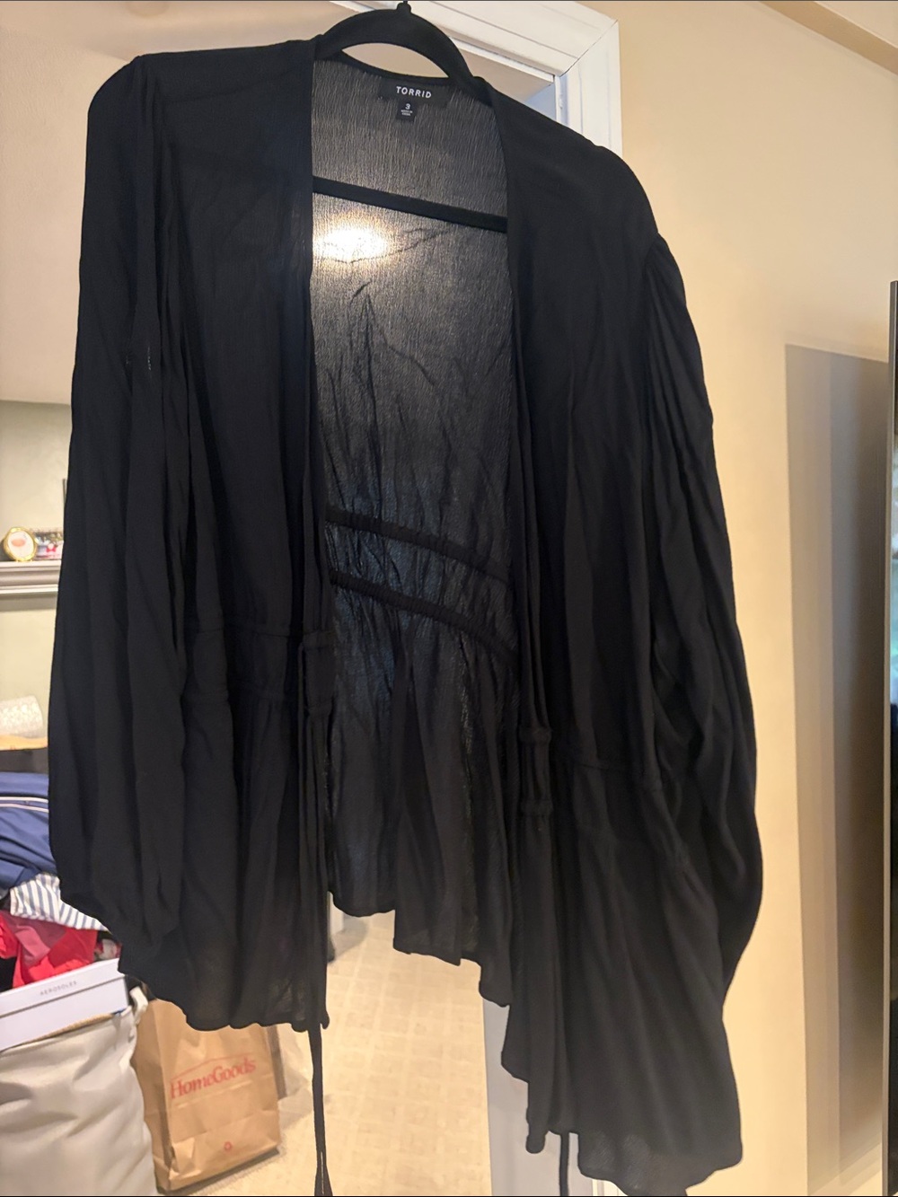torrid Black Sheer Tie-Front Open Lightweight Shrug